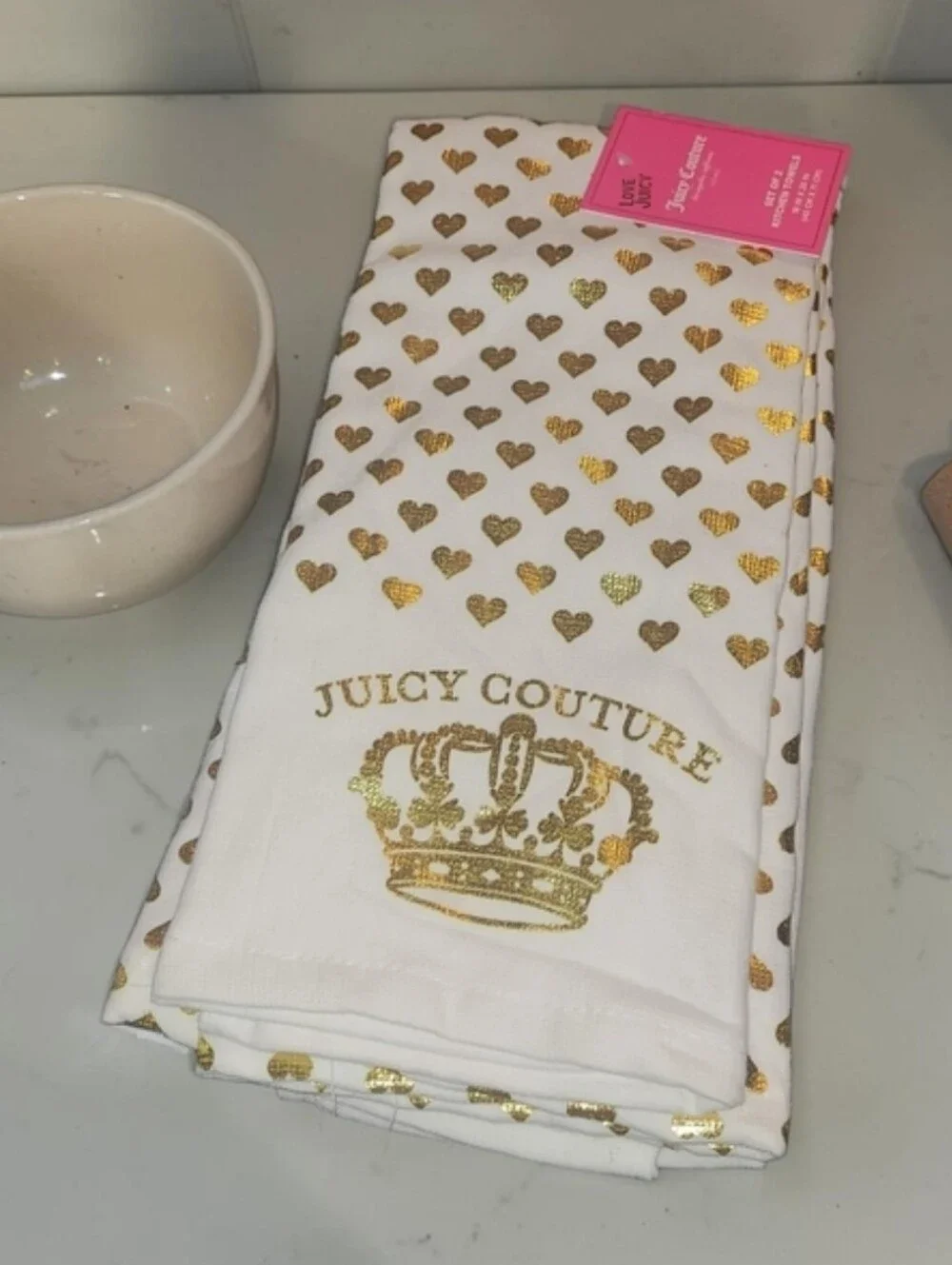 Juicy Couture White Oven Mitt with Gold Crown Logo